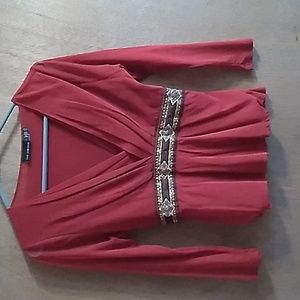 3/$15 The Limited Scarlet Red with Gold Ribbon Blouse